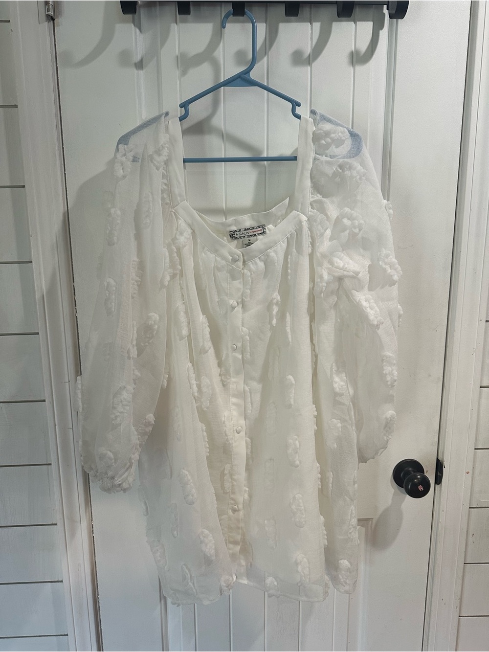A. Calin by Flying Tomato Ivory 3D Floral Mini Dress M Cottagecore Boho Bridal - Picture 2 of 5